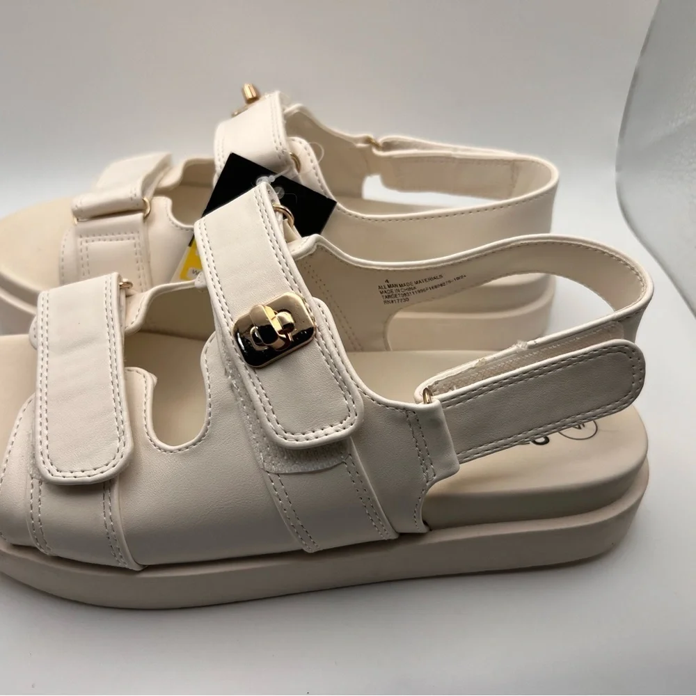 Art Class Cream Kids Sandals with Gold Buckle